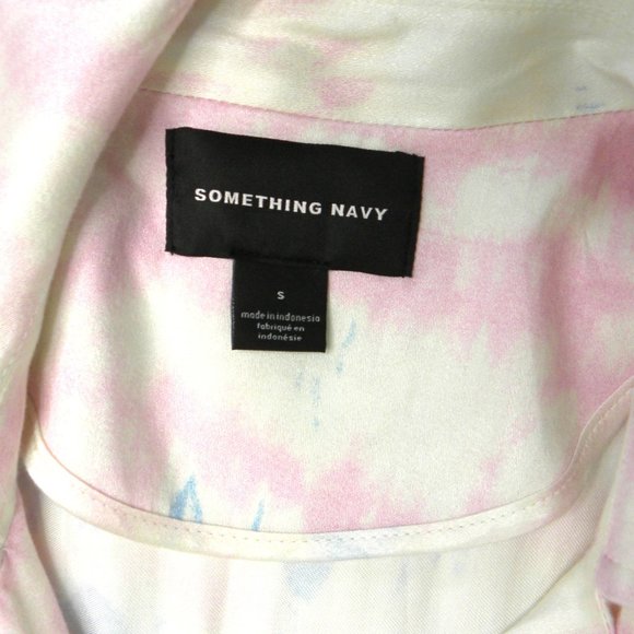 SOMETHING NAVY Tie Die Satin Trench Coat NWOT - Picture 11 of 12